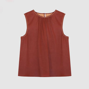 New Chinese-style <b>Sleeveless</b> tank <b>Top</b> with Loose Fit National Style Short Length 100% <b>Silk</b> Eco-friendly Vintage for Women - Product Image 1