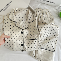 Setelan Loungewear Lengan Panjang Motif Polka Dot Minimalis Elegan untuk Musim Panas - Foto Produk Sebenarnya