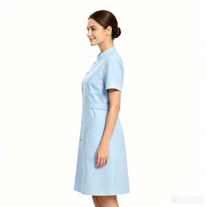 Robe d'infirmière à col mandarin et patte de boutonnage latérale, en coton infroissable, uniforme d'allaitement, blouse pour personnel de clinique <span class=keywords><strong>dentaire</strong></span> et esthétique, OEM - Product Image 6