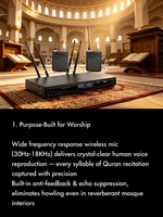 Système audio professionnel pour mosquée, ensemble de haut-parleurs muraux, micro-casque sans fil, mixeur, amplificateur, salle de prière islamique