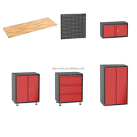 Système d'armoires de rangement pour garage OEM OBM, établi en bois de chêne, structure modulaire robuste démontable, table de rangement d'outils, revêtement en poudre époxy