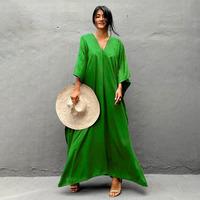 Robe longue ample à imprimé léopard 100 % polyester Haoxuan pour les vacances à la plage