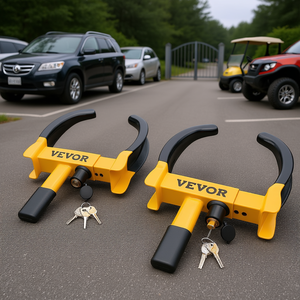 Lot de 2 antivol de roue universels en acier robuste, réglables, pour remorque, SUV, voiture, voiturette de golf, moto, VTT, avec 6 clés - Product Image 2