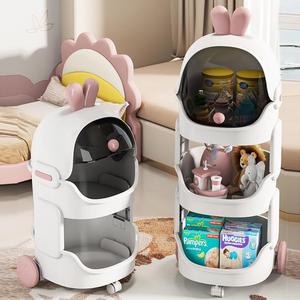 <span class=keywords><strong>3</strong></span>-lagiger, faltbarer Kinderspielzeug-Aufbewahrungswagen mit Hasen-Design, Rollen und Abdeckung - Product Image 5