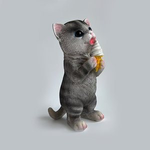 Dễ thương <span class=keywords><strong>Mini</strong></span> nhựa Mèo bức tượng hoàn hảo văn phòng & trang trí nội thất hoặc quà tặng cho những người yêu mèo Mèo Ăn Ice-cream handmade thủ công - Product Image 4