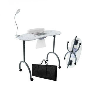 Table à ongles pliable portable avec lumière LED, station de manucure et pédicure pour salon, maison ou bureau - Product Image 1