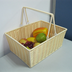 Venta caliente al por mayor <span class=keywords><strong>de</strong></span> moda portátil duradero plástico ratán tejido pan fruta vegetal huevo Picnic almacenamiento mango cesta - Product Image 6
