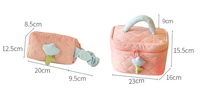 Pochette cosmétique en velours côtelé crème, design tulipe, grande capacité, sac à maquillage avec design personnalisé pour les filles, pour les voyages et l'usage quotidien