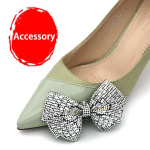 2023 Metal Bling Crystal Bow nudos Zapato Clip Diamantes de imitación Boda Nupcial Aleación Zapato Clip Decoración Hebilla Accesorios