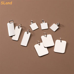 SLand Jewelry en ligne en gros Formes géométriques rectangle et carré 925 étiquettes de chien en argent <span class=keywords><strong>sterling</strong></span> pour hommes DIY nom gravure - Product Image 1