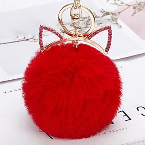 Llaveros de peluche con orejas de gato, lujosos, con pompón de piel, regalo para niñas, accesorios para bolso, llavero para coche - Product Image 4