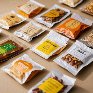 Tùy chỉnh bao bì giấy kraft túi nhỏ Mylar Ziplock đứng lên túi với logo nhiều lớp cho thực phẩm bao gồm phụ kiện ruy băng - Product Image 1