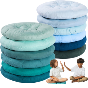 Coussins de sol Fumete, lot de 12, 16x16 pouces, rembourrés en polyester flexible, pour enfants et tout-petits - Utilisation en classe et à la maison (multicolore) - Product Image 1