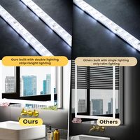 Miroir LED double couche avec rétroéclairage et éclairage frontal, bandes lumineuses doubles, éclairage extra lumineux, variation de luminosité par pression longue durée, moderne, pour salon et salle de sport