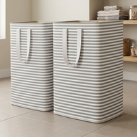 Lot de 2 paniers à linge pliables robustes en plastique, imperméables, pour chambre et buanderie, gris, 80 L chacun (160 L au total)