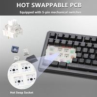 Teclado Mecánico Inalámbrico OEM ODM 75, 8000mAh, Intercambiable en Caliente, Teclado para Juegos con Perilla, Retroiluminación RGB, 2.4GHz, Tipo C, BT5.0, Teclas PBT con Impresión Lateral