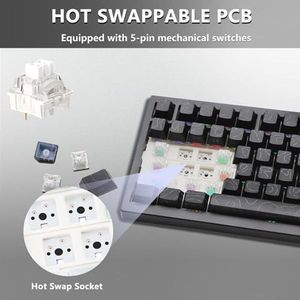 <span class=keywords><strong>Clavier</strong></span> mécanique sans fil OEM ODM 75, 8000 mAh, échangeable à chaud, <span class=keywords><strong>clavier</strong></span> de jeu avec bouton, rétroéclairage RVB, 2,4 GHz, Type-C BT5.0, touches PBT imprimées sur le côté - Product Image 6