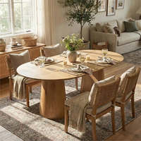 Ensemble de salle à manger moderne nordique sur mesure avec 1 table et 6 chaises, table à manger avec rangement dissimulé pour la maison