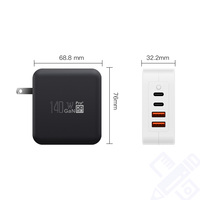 Nouveau Design 140W PD3.1 Gan Chargeur 3C Mur Ordinateur Portable USB C Adaptateur 4 Ports Pliable 3PDT Commutateur OTP Protection SCP Fonction US Plug