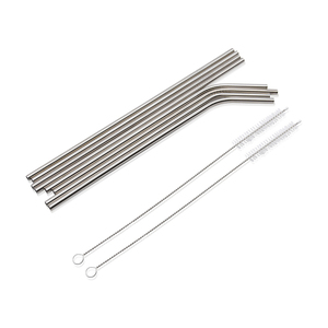 Pailles à boire en acier inoxydable, 241 pièces, avec brosse de nettoyage et pointes de Silicone, accessoires de Bar, 8mm x 100mm(l), vente en gros - Product Image 4