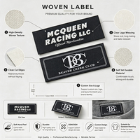 Étiquettes tissées personnalisées pour vêtements : étiquettes de lavage, d'entretien, de taille, de marque, avec logo, script, police, effet vieilli, pliées, coupe droite