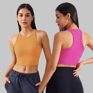 Soutien-gorge de sport à bretelles larges croisées dans le dos pour femmes avec rembourrage amovible - Product Image 3
