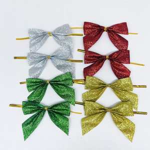 Ruban à paillettes personnalisé en gros avec nœud préformé et attache torsadée pour décorations de Noël, vaisselle, emballages et décoration intérieure - Product Image 3