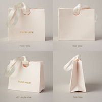 Sacs cadeaux de luxe personnalisés PandaSew avec poignée en ruban pour petites entreprises, sacs d'emballage en papier