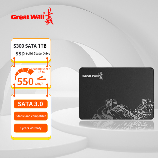 Great Wall Internal SATA 3.0 SSD 1TB/2TB with 128GB/512GB/256GB Capacities 3D Nand TLC Flash RoHS Certified for Desktop