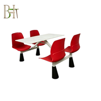 Meilleure vente du secteur : Table et chaises de cantine durables 4 places pour écoles, aires de restauration et salles à manger
