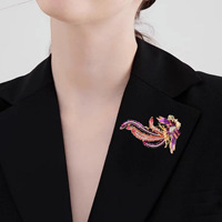 Nouvelle broche phénix de style chinois, émail incrusté de strass, épingle de revers de luxe pour femme