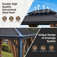 Pérgola Bioclimática de Aluminio de Lujo con Doble Techo, Ecológica, Impermeable, con Protección UV, para Exteriores, Patio Trasero, Comedor