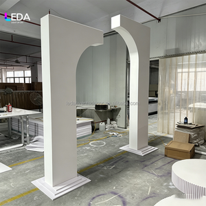 Stand Backdrop Akrilik Putih LEDA, Dekorasi Latar Panggung Pernikahan 3D Berbentuk Lengkung, Perlengkapan Acara Pesta Pernikahan - Product Image 2