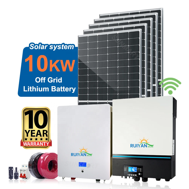 10kW Complete Kit Off-Grid Hybrid Solar Energy System for Home Full Set with 10kVA 10000 Watt Lithium Ion Power System