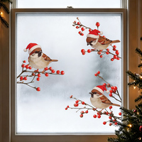 Autocollants électrostatiques de Noël pour fenêtres, adhésifs pour vitres, double face, réutilisables, décoration de la maison, autocollants amovibles