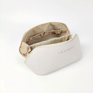 Custom <b>Toiletry</b> Bag Brown PU Leather Cosmetics <b>Storage</b> Bag Large-capacity Partition <b>Storage</b> Makeup Cosmetic Bag - Product Image 1