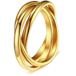 Anello Intrecciato a Tre Fasce Ipoallergenico in Acciaio Inossidabile, Anello a Tre Bande per Donne e Uomini, Opzioni Multicolore - Product Image 1