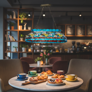 Lustre 4 lumières en verre teinté fait main motif libellule 41 pouces pour table de billard, salle à manger, bar - Product Image 4