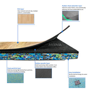Suelo de goma de Pvc grano de <span class=keywords><strong>madera</strong></span> simulado gimnasio sin olor espumas piso impermeable piso de lujo azulejo de goma - Product Image 5