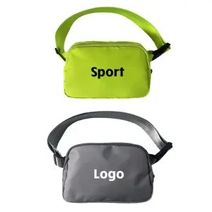 Bolsa de cintura com logotipo impresso personalizado, cor verde, pochete para o ar livre, bolsa com cinto para celular, bolsa para a cintura em todos os lugares