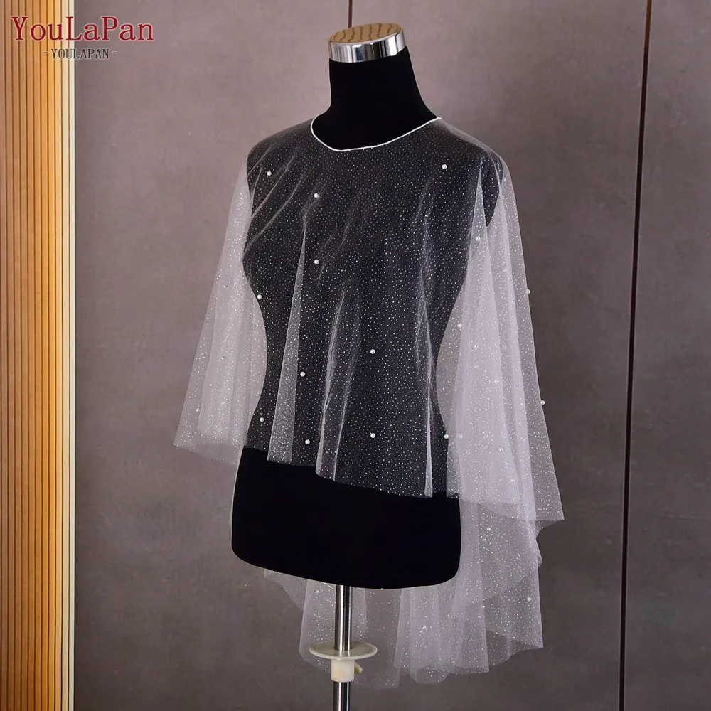 YouLaPan VG75A Beautiful Starlight Yarn Pullover Shawl Women Summer Party Misunderstood Dress Bolero Bridal Pearl Cape