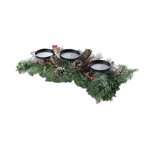 Pièce maîtresse <span class=keywords><strong>de</strong></span> noël décoration <span class=keywords><strong>de</strong></span> table 3 chandelier baies rouges pommes <span class=keywords><strong>de</strong></span> <span class=keywords><strong>pin</strong></span> table artificielle guirlande <span class=keywords><strong>de</strong></span> noël bougeoir - Product Image 1