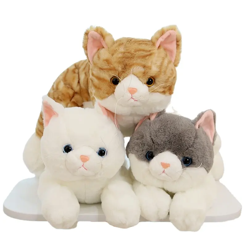 Simulazione personalizzata realistico gatto peluche morbido cotone Kawaii animale peluche giocattolo con riempimento PP Azo libero