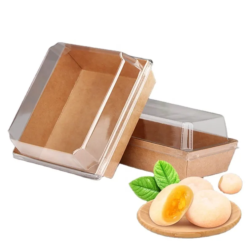 Высококачественная бумажная коробка для выпечки тортов на заказ, швейцарский рулон, упаковка для сэндвичей фаст-фуда с прозрачной крышкой из ПЭТ