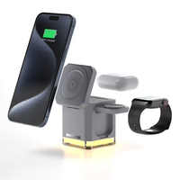 Support de charge rapide universel RGB 15W, chargeur sans fil magnétique pliable 4 en 1 pour écouteurs, montre et téléphone
