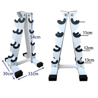 Support de Rangement pour Haltères à 4 Niveaux en Forme de A avec Coussinets en Caoutchouc, Porte-Haltères Robuste en Acier pour Entraînement à Domicile