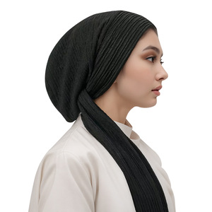 Turban musulman simple, <span class=keywords><strong>chapeau</strong></span> hijab, <span class=keywords><strong>foulard</strong></span> plissé, voile côtelé respirant, couvre-chef pour perte de cheveux due à la chimiothérapie, hijab instantané pour femme - Product Image 4