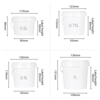 Bouteilles en plastique transparent de qualité alimentaire avec logo personnalisé, 0,5 L, 0,75 L, 0,9 L, 1 L, seau avec poignée, pot de stockage alimentaire rond recyclé