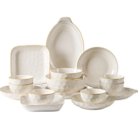 Ensemble de bols en céramique Jingdezhen pour la maison, couleur sous-glaçure simple, bols à riz épaissis, assiettes et services de vaisselle pour la vente en gros
