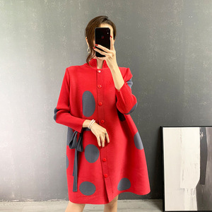 Damen Freizeitkleid mit Spitze, Langarm, Knielang, <span class=keywords><strong>Polka</strong></span>-<span class=keywords><strong>Dot</strong></span>-Muster im Hemdstil - Product Image 3